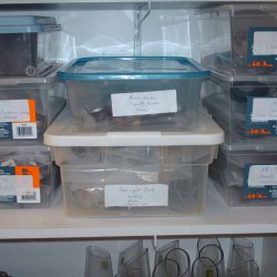 many bins of small items